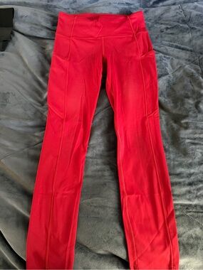 Fast&Free lululemon High-Rise Red Performance Leggings with Side Pockets